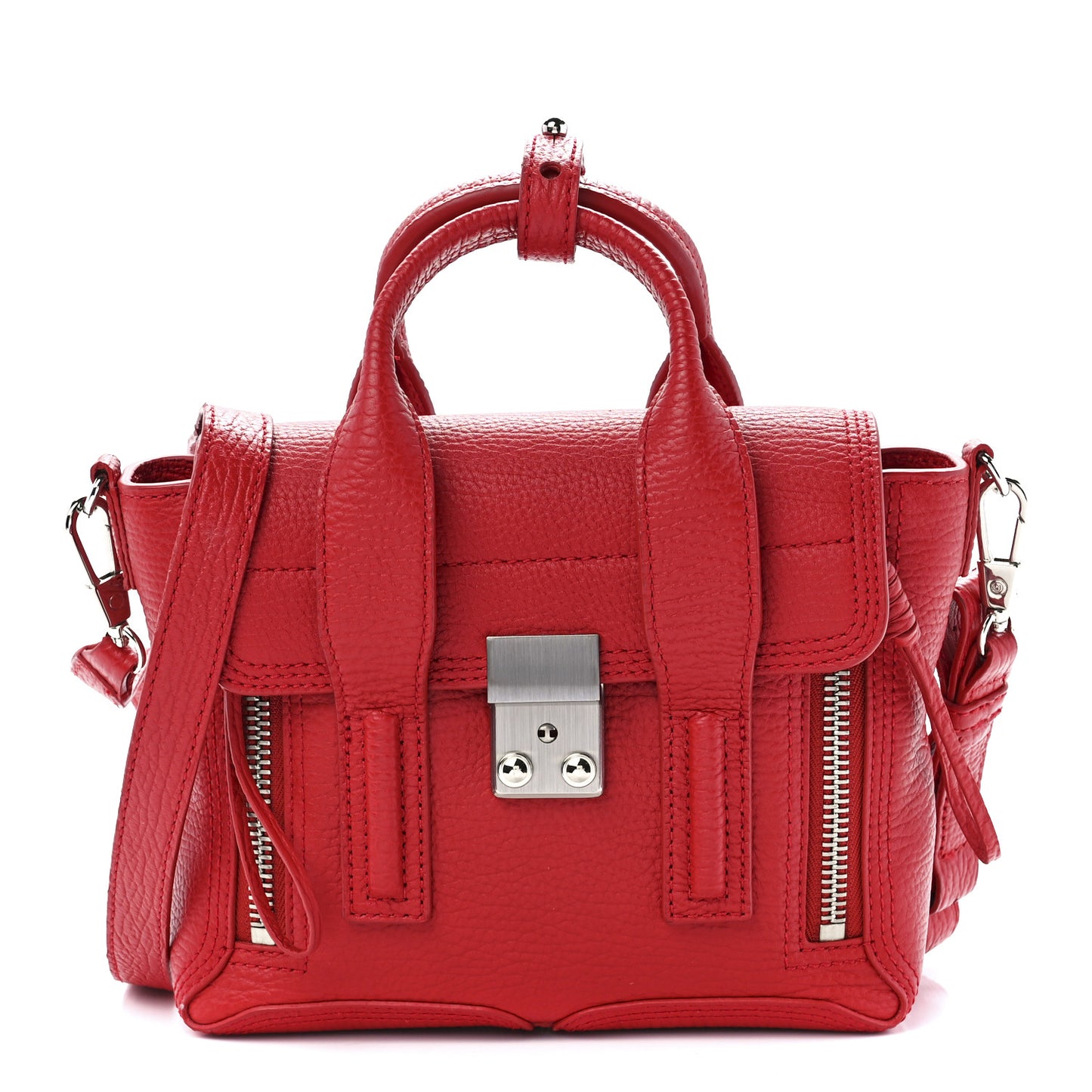 Textured Calfskin Mini Pashli Satchel Red