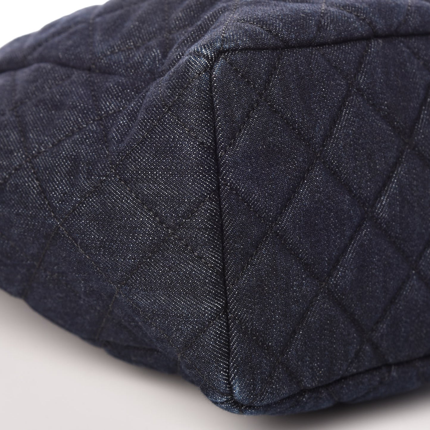 Washed Denim Quilted Small Urban Spirit Drawstring Bag Dark Blue