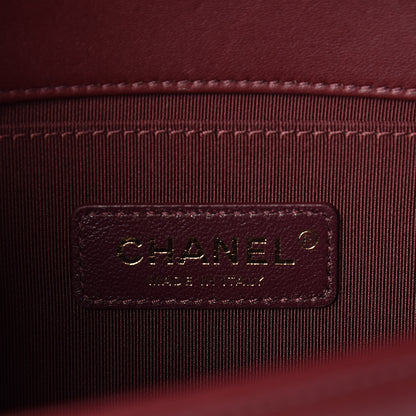 Chanel Velvet Chevron Quilted Medium Boy Flap Burgundy 6 of 12