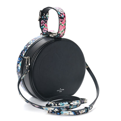 Louis Vuitton Calfskin Floral Print Petite Boite Chapeau Black 3 of 8