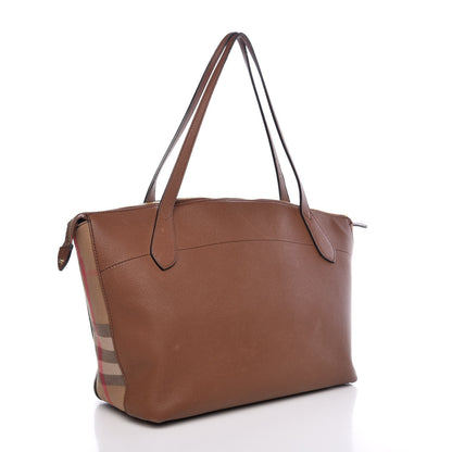 Burberry Derby Calfskin House Check Medium Welburn Tote Tan 2 of 11