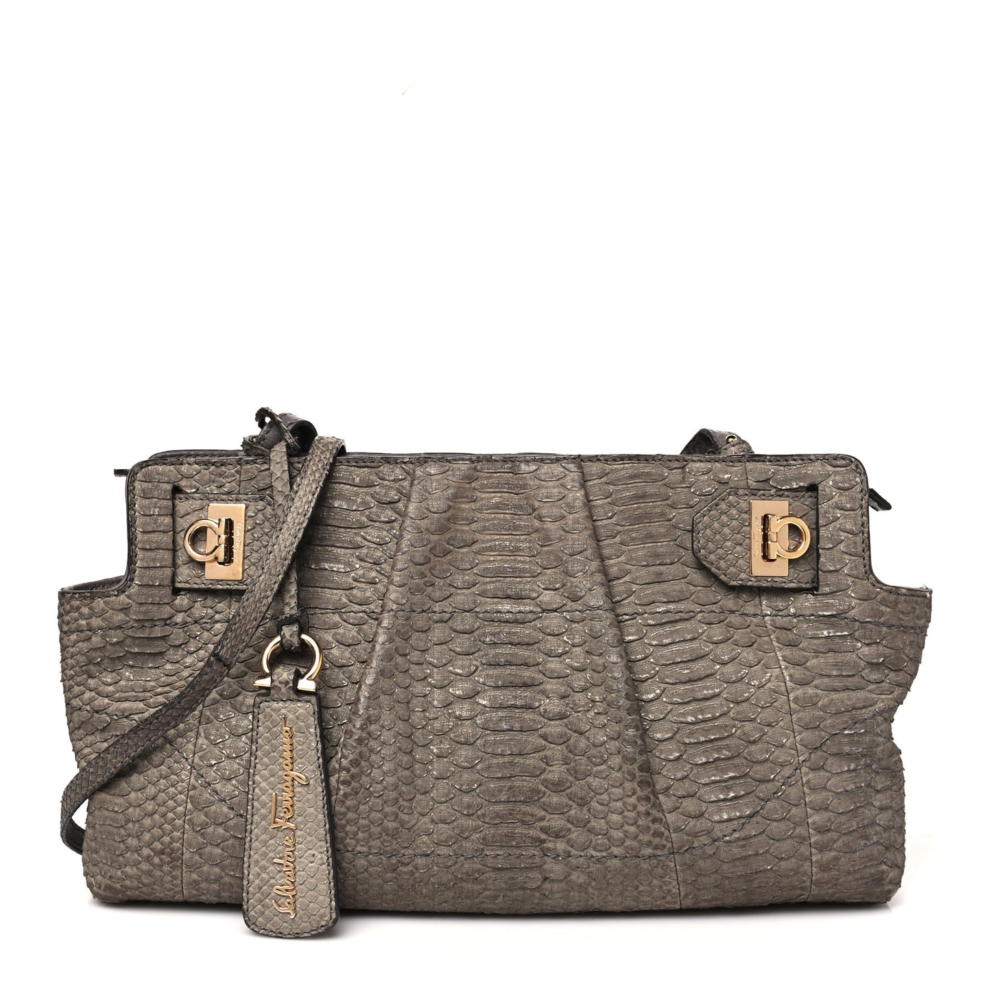 Snakeskin Gancio Satchel Clutch