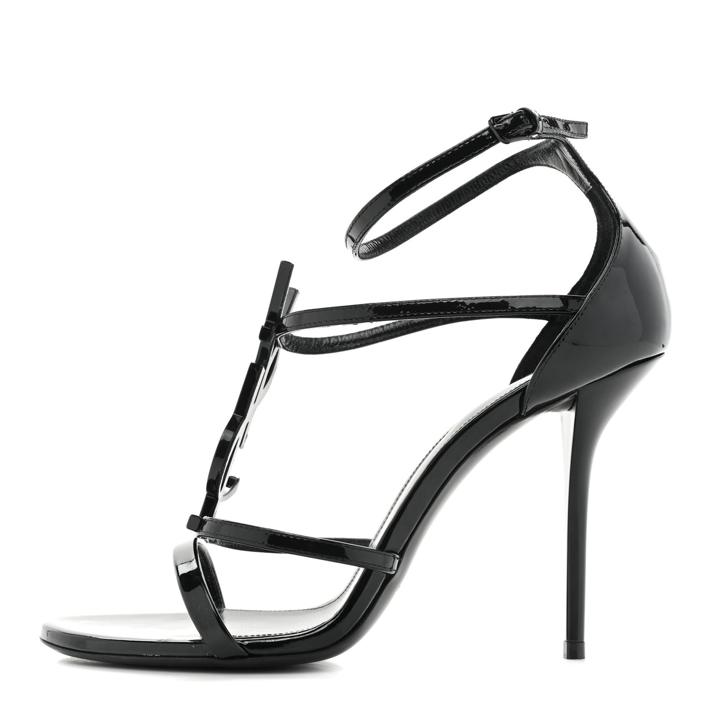 Calfskin Cassandra 100 Ankle Strap Sandals 38.5 Black