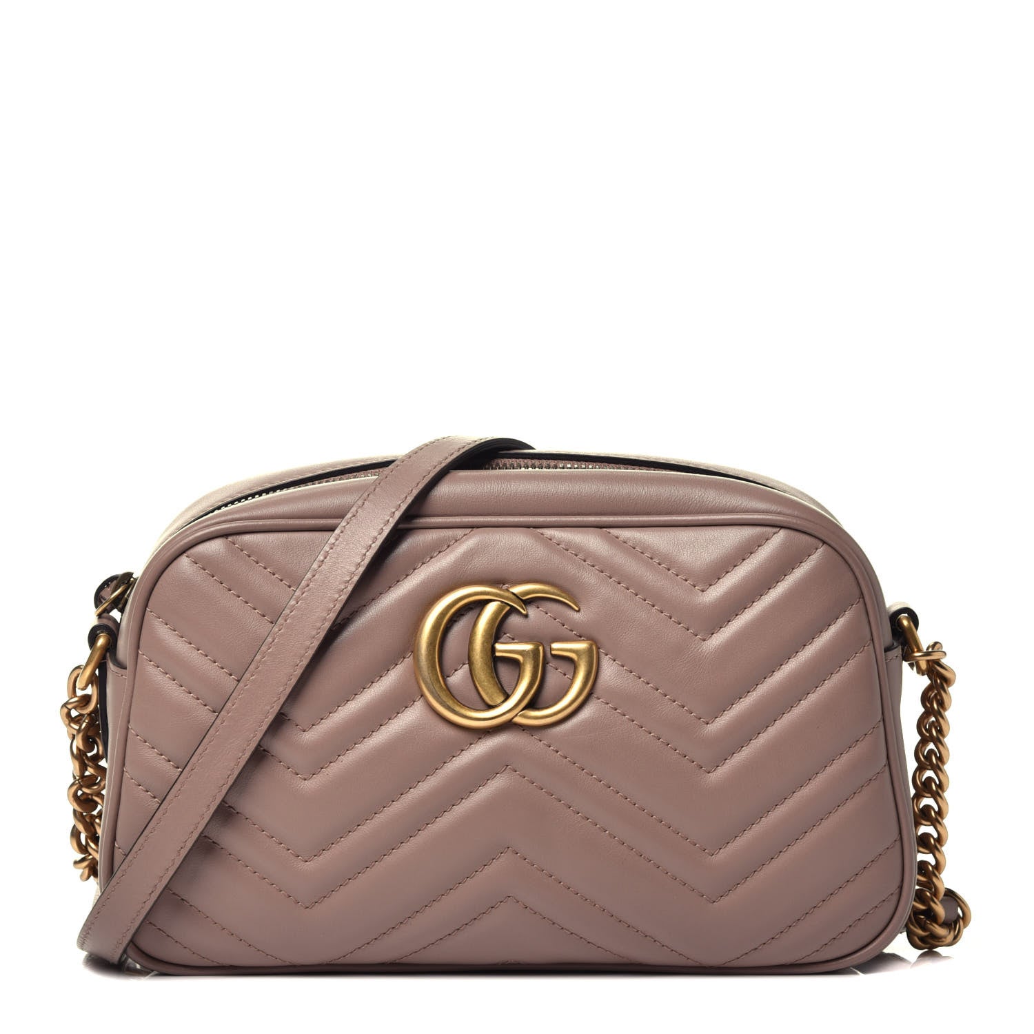 Gucci Calfskin Matelasse Small GG Marmont Chain Shoulder Bag Porcelain Rose 1 of 9