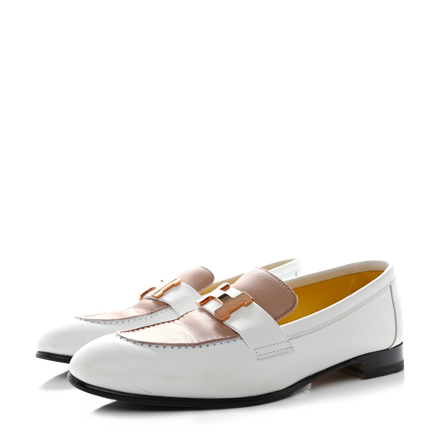 Hermes Calfskin Womens Paris Loafers 35 White Bois De Santal 3 of 10