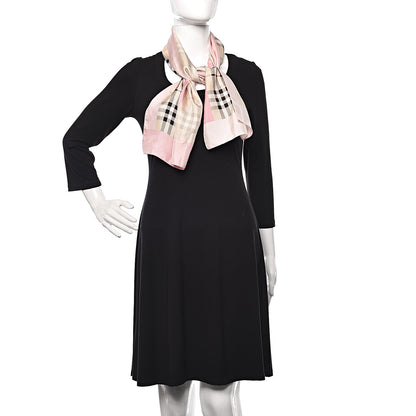 Burberry Silk Check Print Scarf Pink Beige 2 of 4