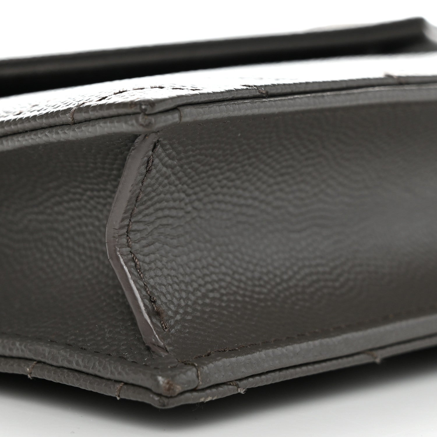 Saint Laurent Grain De Poudre Matelasse Chevron Monogram Envelope Chain Wallet Coal 9 of 12