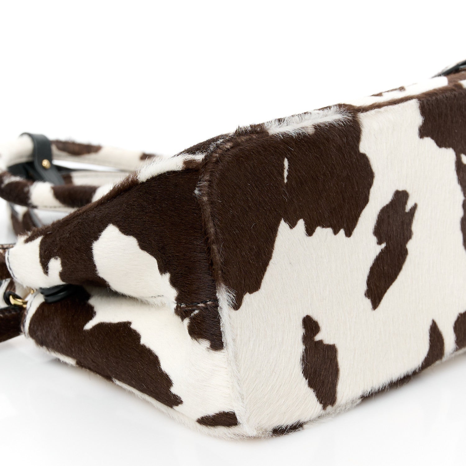 Prada Calf Hair Stampata Cow Medium East West Galleria Double Zip Bag White Moro 11 of 12