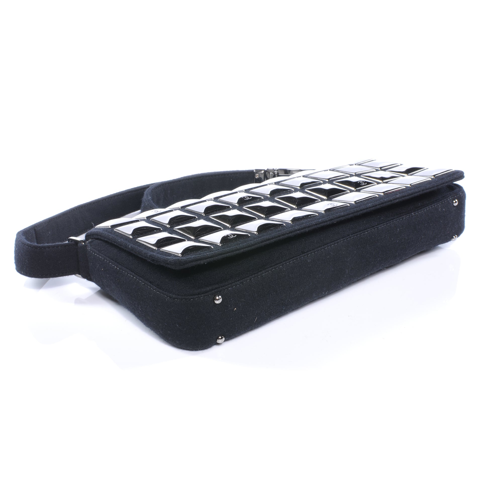 Chanel Jersey CC Pyramid Stud Flap Black 4 of 9