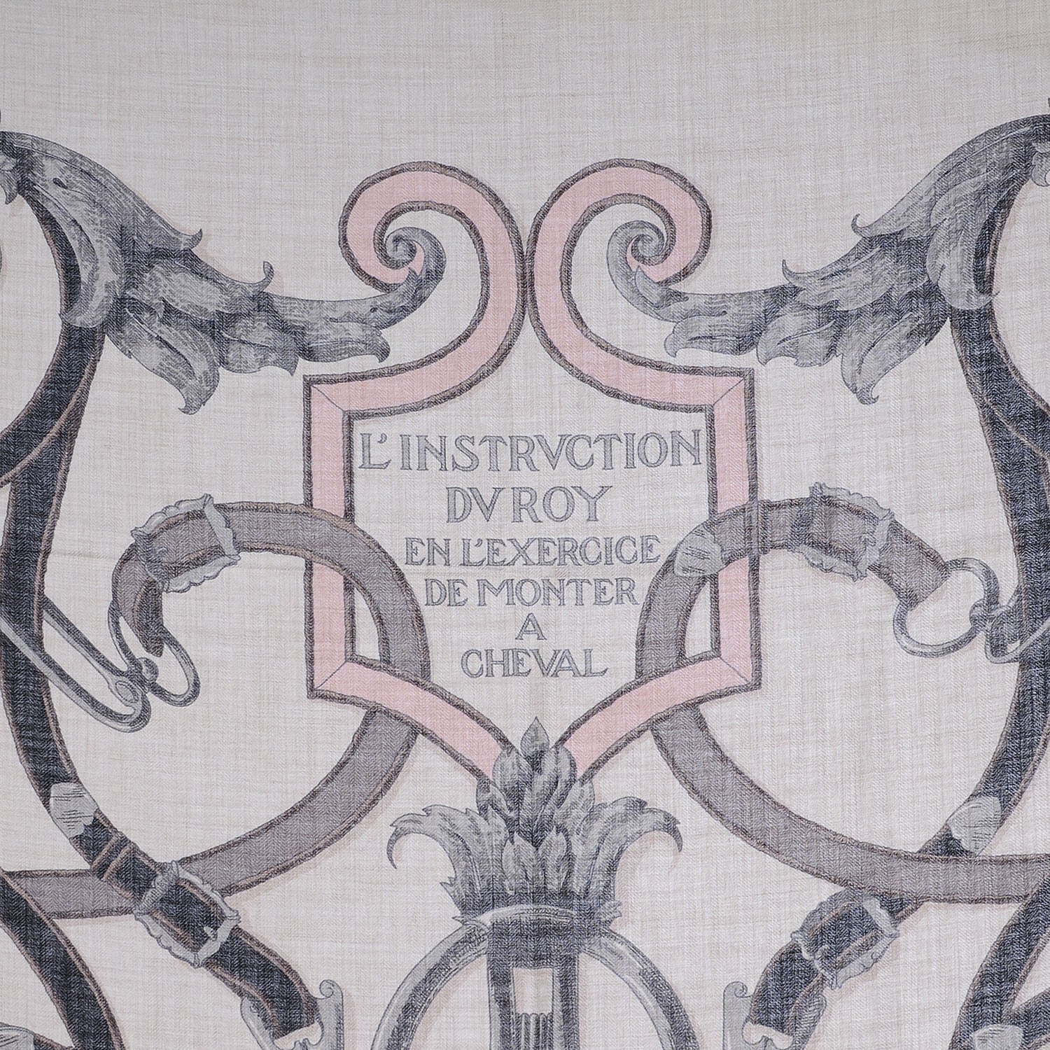 Hermes Cashmere Silk L Instruction Du Roi Shawl 140 7 of 9