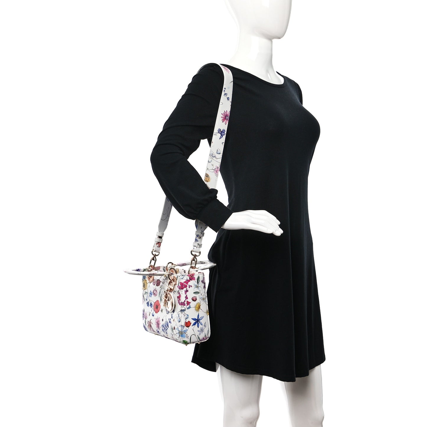 Calfskin Printed Small Florigelio My ABCDior Lady Dior White Multicolor