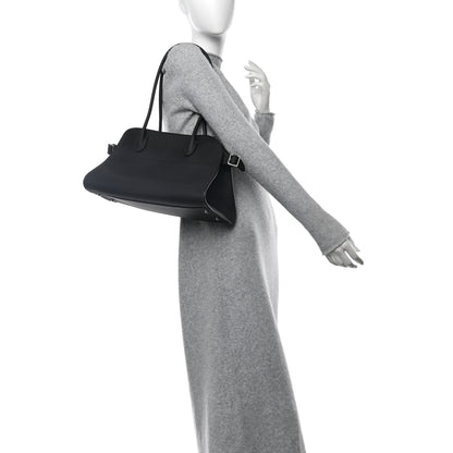 The Row Matte Grained Calfskin Margaux Shoulder 12 Black 3 of 10