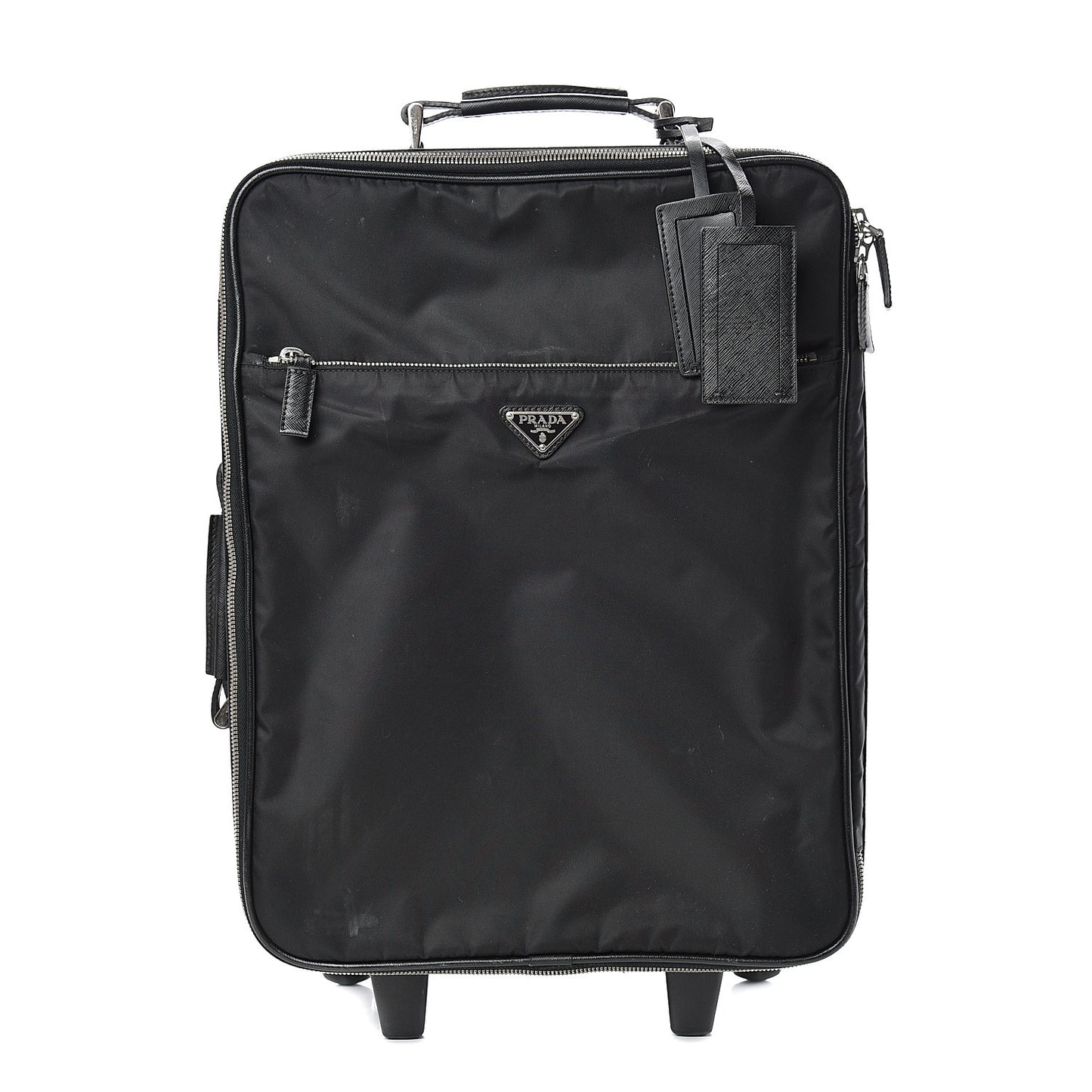Tessuto Nylon Saffiano Trolley Luggage Black