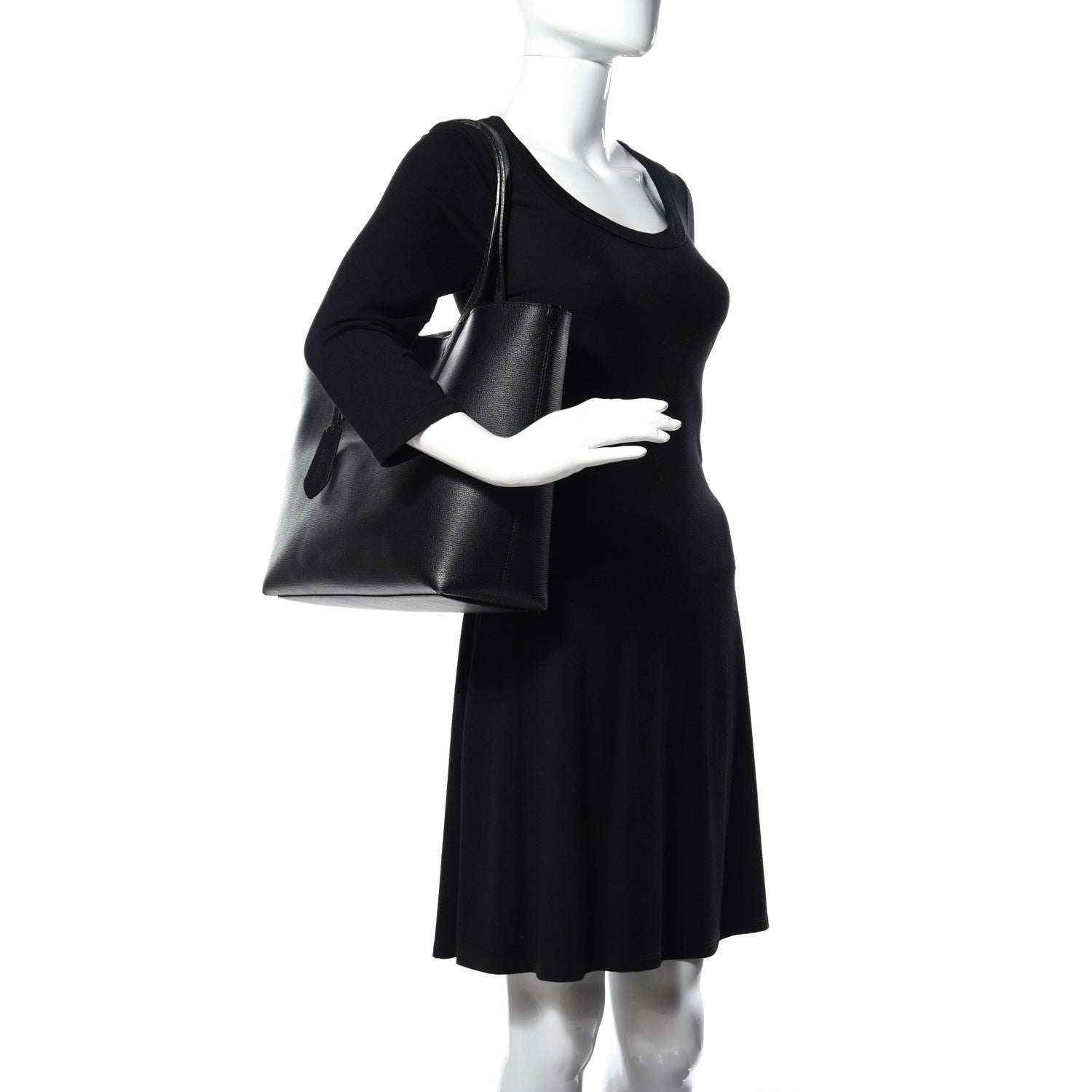 Burberry Grainy Calfskin Haymarket Check Medium Reversible Tote Black 3 of 15
