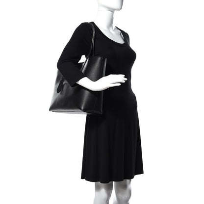 Burberry Grainy Calfskin Haymarket Check Medium Reversible Tote Black 3 of 15