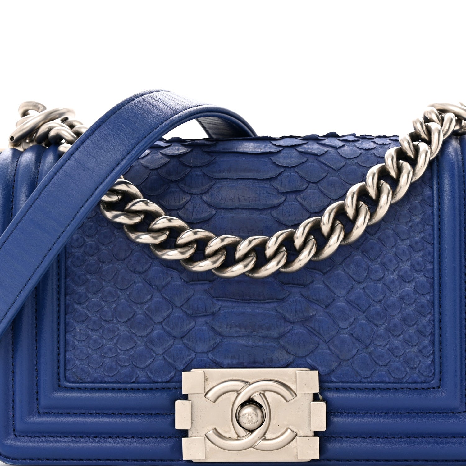 Chanel Snakeskin Small Boy Flap Blue 8 of 11