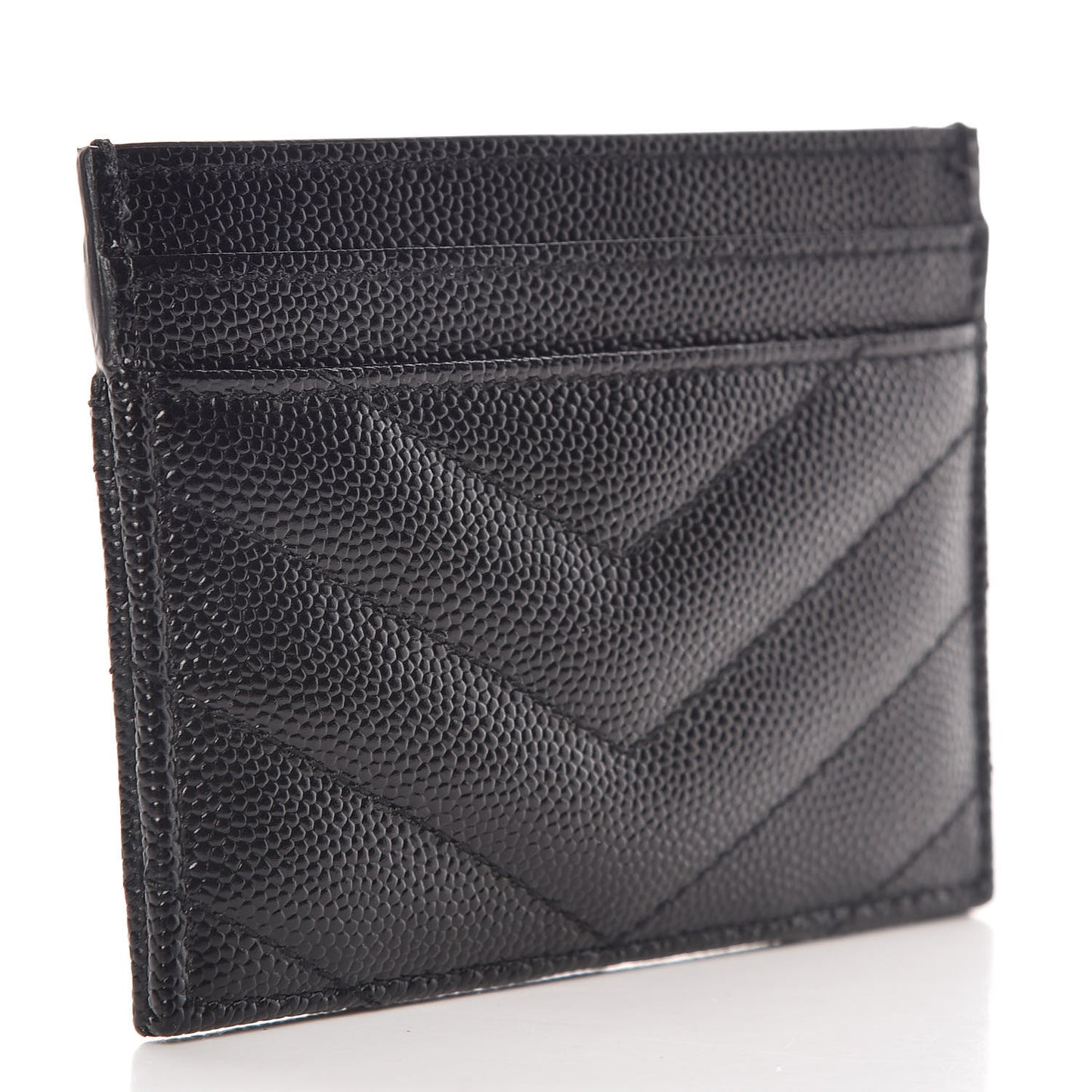Grain De Poudre Matelasse Chevron Monogram Credit Card Case Black