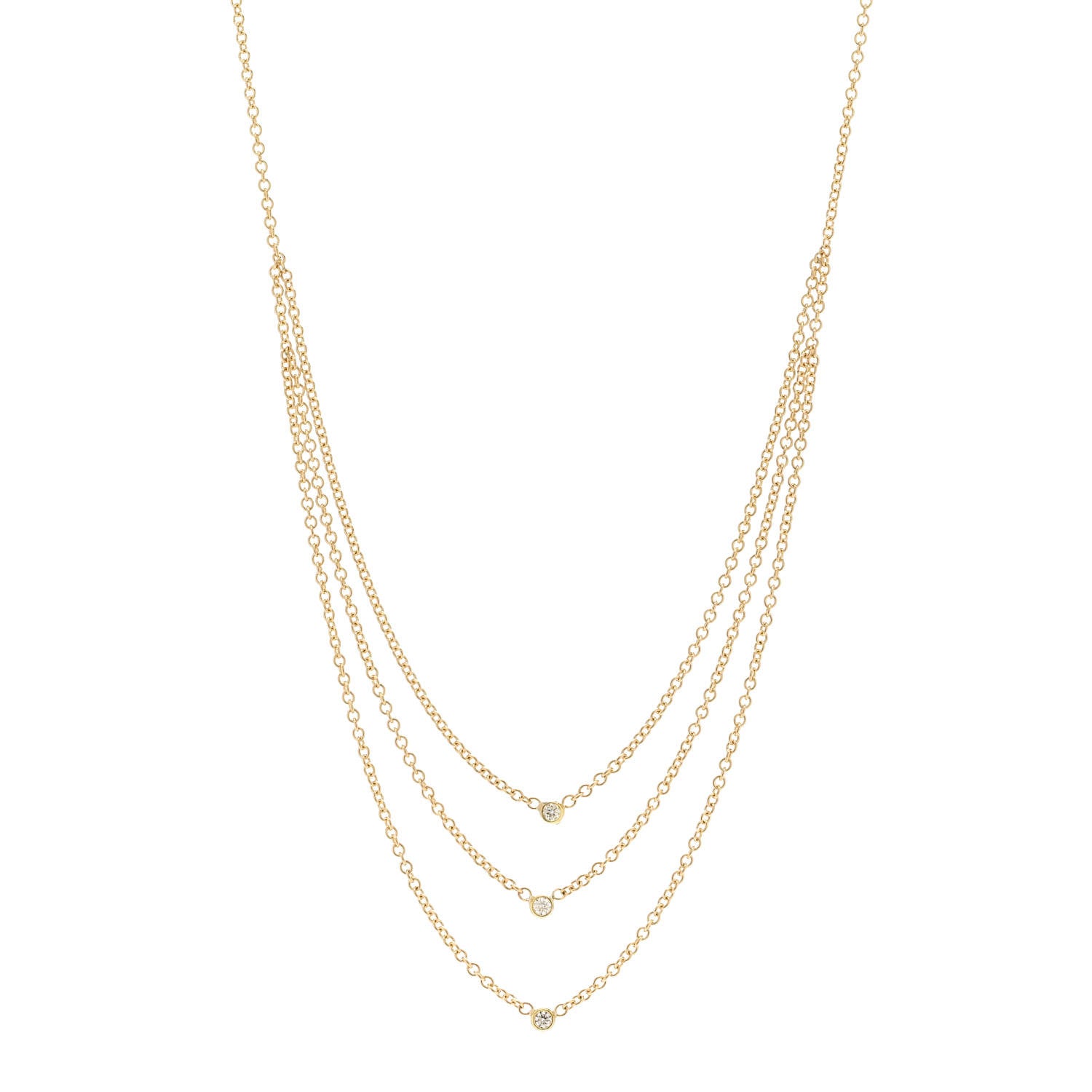 Jennifer Meyer 18K Yellow Gold Diamond Tiered Chain Necklace 1 of 6