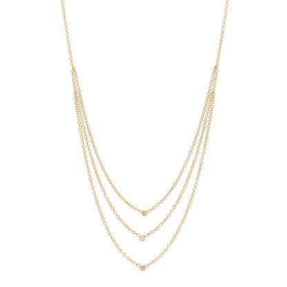 Jennifer Meyer 18K Yellow Gold Diamond Tiered Chain Necklace 1 of 6