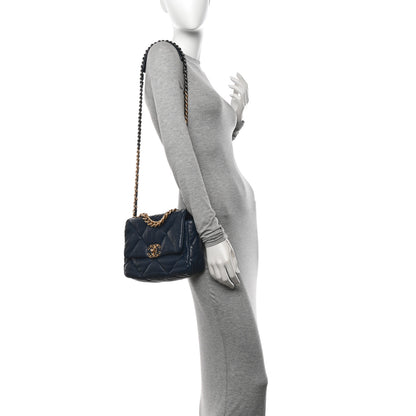 Chanel Goatskin Quilted Medium Chanel 19 Flap Navy Blue 2 of 10