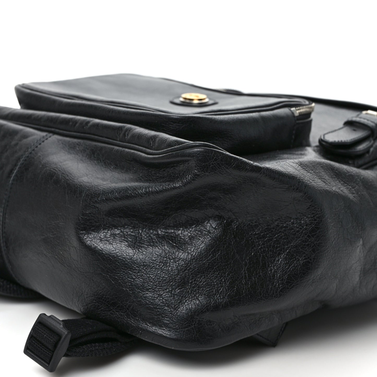 Fluffy Calfskin Mesh Nylon Medium Morpheus Double Buckle Backpack Black