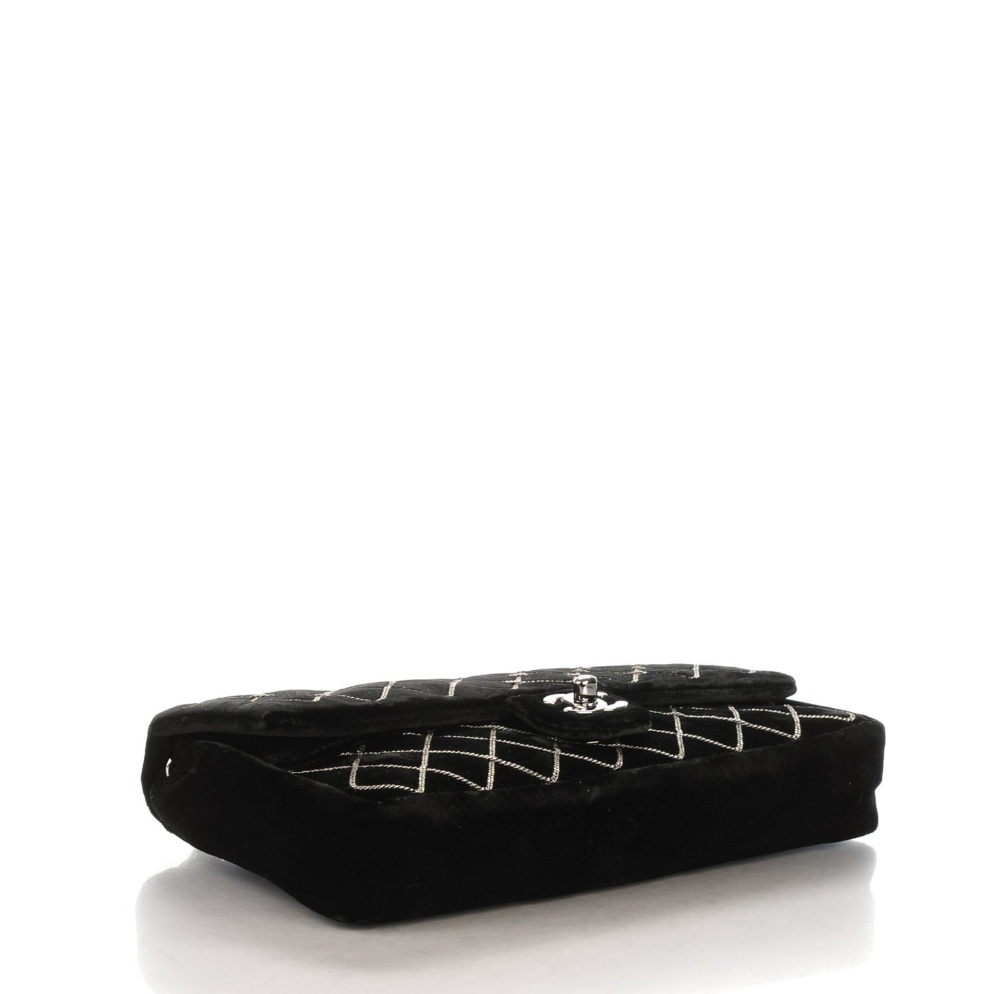 Velvet Chain Small Single Flap Black
