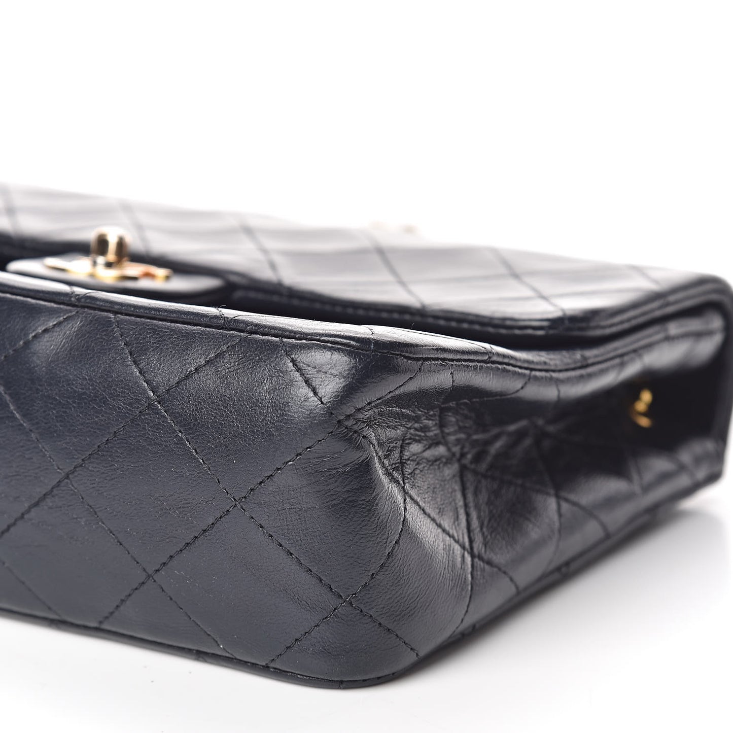 Lambskin Quilted Mini Square Flap Bag Navy