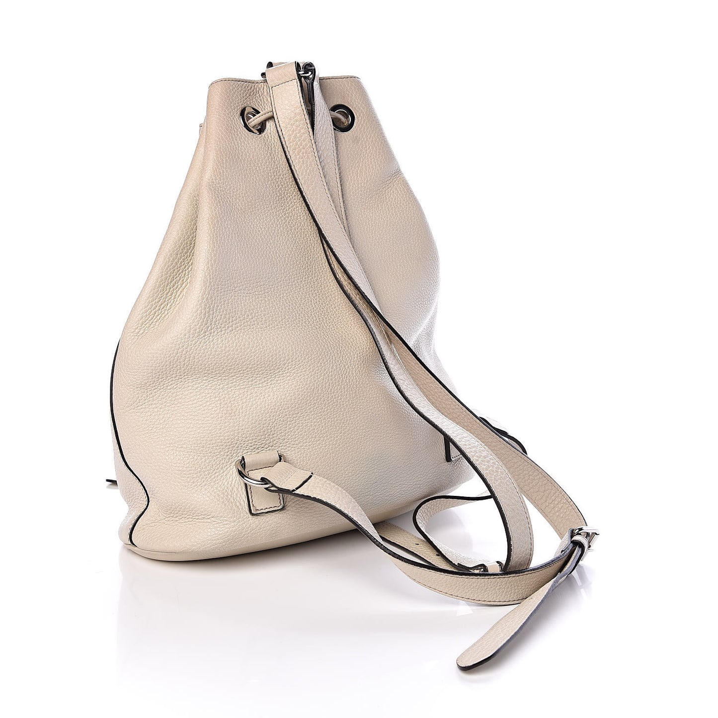 Pebbled Calfskin Small Soho Drawstring Backpack White