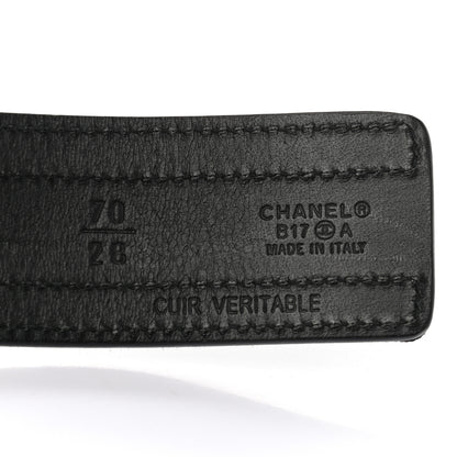 Chanel Calfskin Grosgrain Pearl Logo Belt 70 28 Black 5 of 6