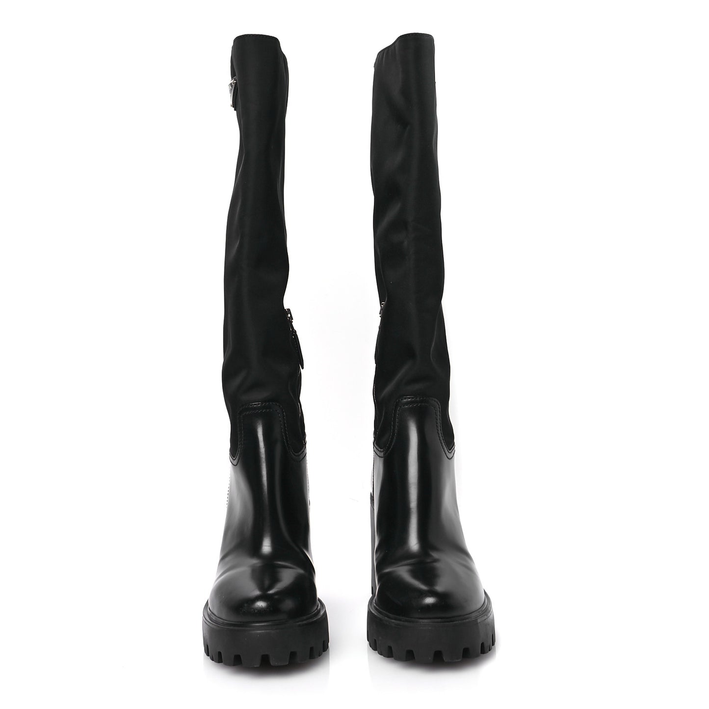 Spazzolato Re-Nylon Metal Triangle Logo 90mm Tall Boots 37 Black