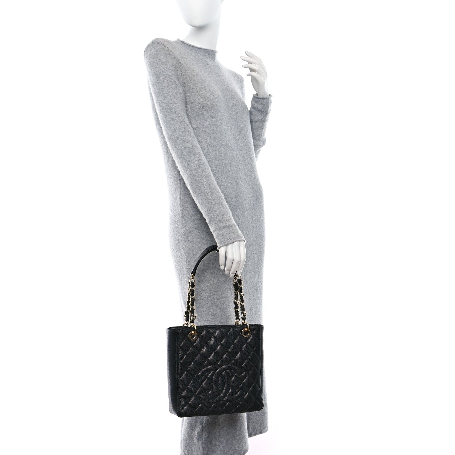 Chanel Caviar Quilted Petit Shopping Tote PST Black 2 of 10