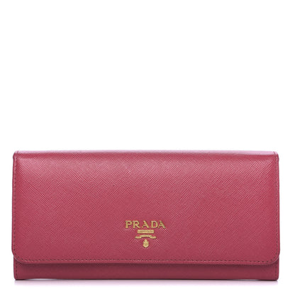 Prada Saffiano Metal Continental Flap Wallet Peonia 1 of 9