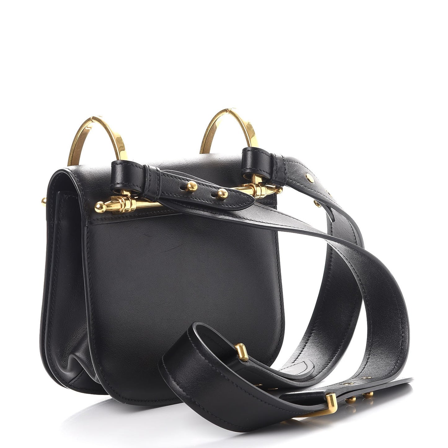 Vitello Antic Soft Logo Pionniere Saddle Bag Black