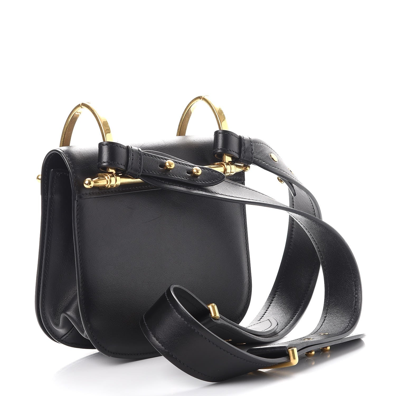 Prada Vitello Antic Soft Logo Pionniere Saddle Bag Black 5 of 9