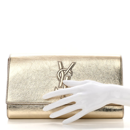 Saint Laurent Metallic Calfskin Monogram Large Belle De Jour Clutch Gold 2 of 9