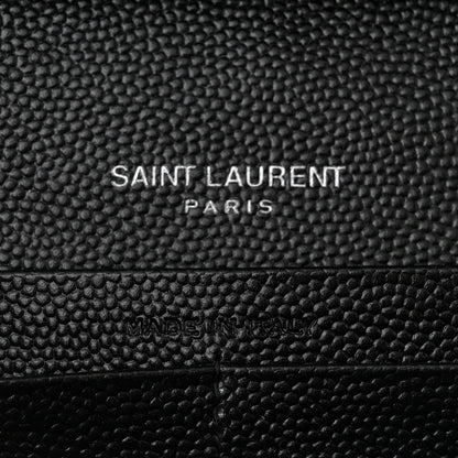 Saint Laurent Grain De Poudre Matelasse Chevron Monogram Chain Wallet Black 6 of 11
