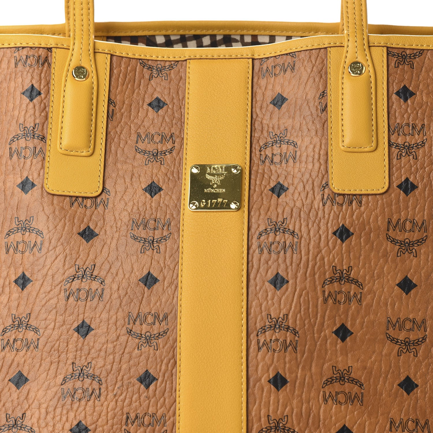 MCM Visetos Medium Liz Reversible Shopper Tote Cognac Yellow 8 of 16