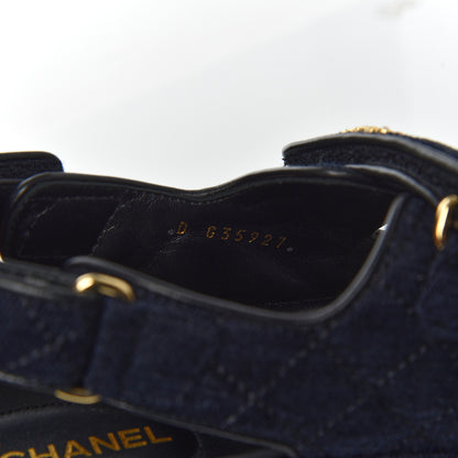 Chanel Denim Quilted Dad Sandals 38.5 Blue 7 of 8