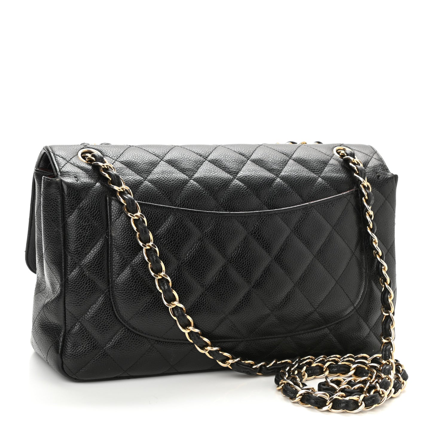 Caviar Quilted Jumbo Double Flap Black