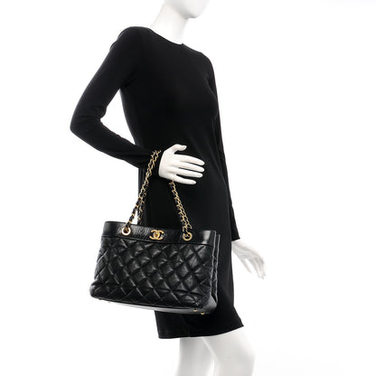 Chanel Calfskin Quilted Large Soft Elegance Tote Black 2 of 7