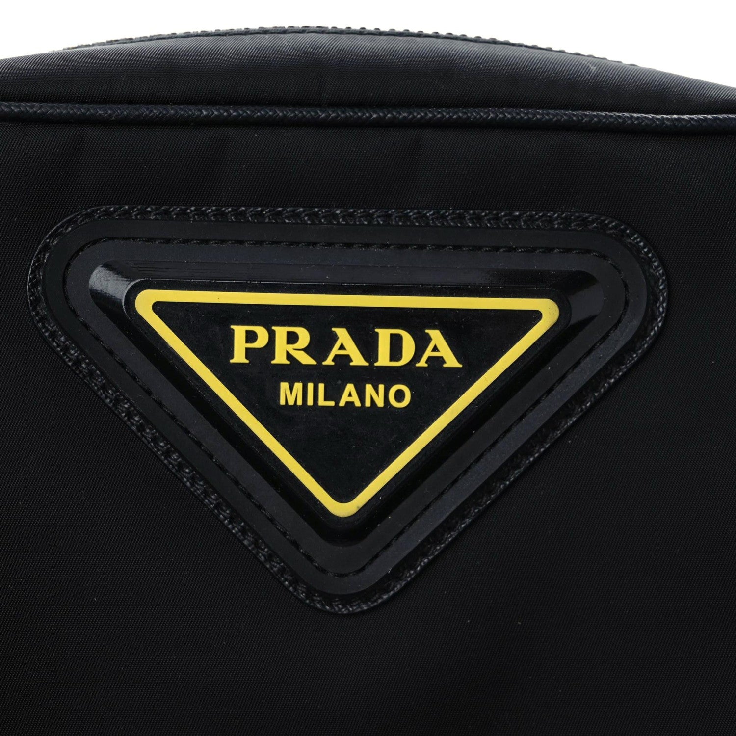 Prada Nylon Flat Messenger Bag Black Yellow 9 of 14