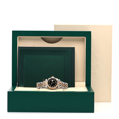 Rolex Stainless Steel 18K Everose Gold Diamond 26mm Oyster Perpetual Datejust Watch Black 179171 5 of 5
