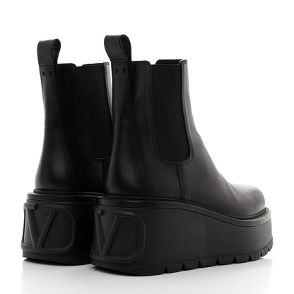 Valentino Garavani Calfskin VLOGO Uniqueform Chelsea 55/85mm Flatform Ankle Boots 40 Black 4 of 9