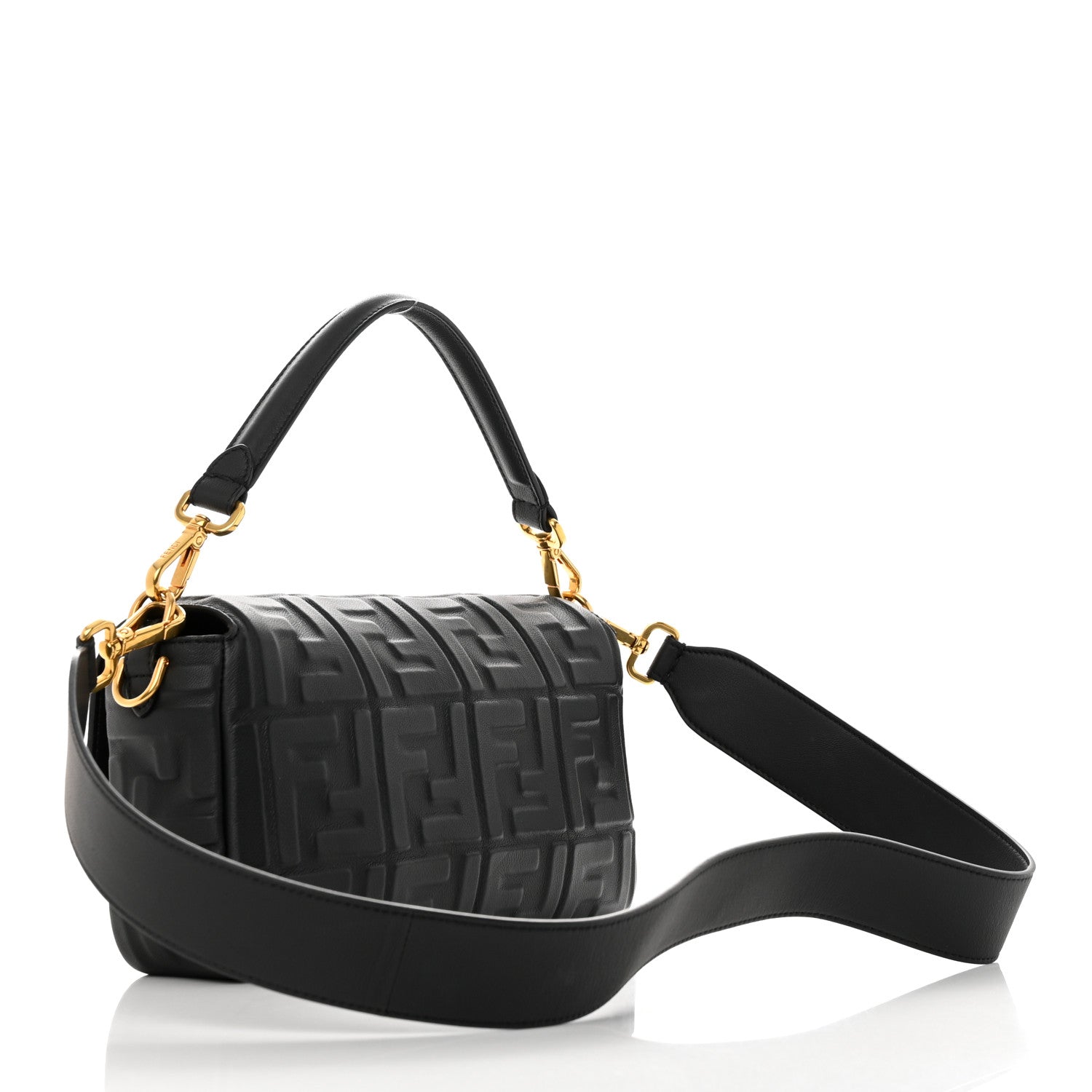 Fendi Nappa FF 1974 Embossed Baguette Black 3 of 17