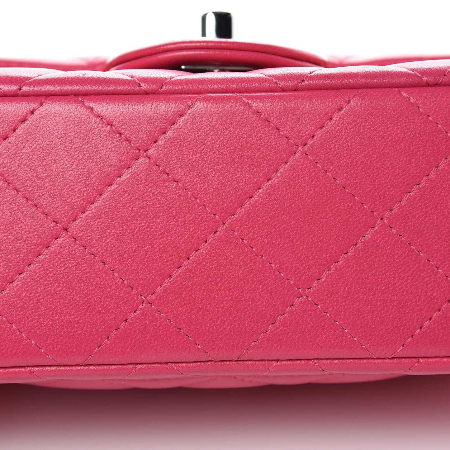 Lambskin Quilted Mini Rectangular Flap Dark Pink