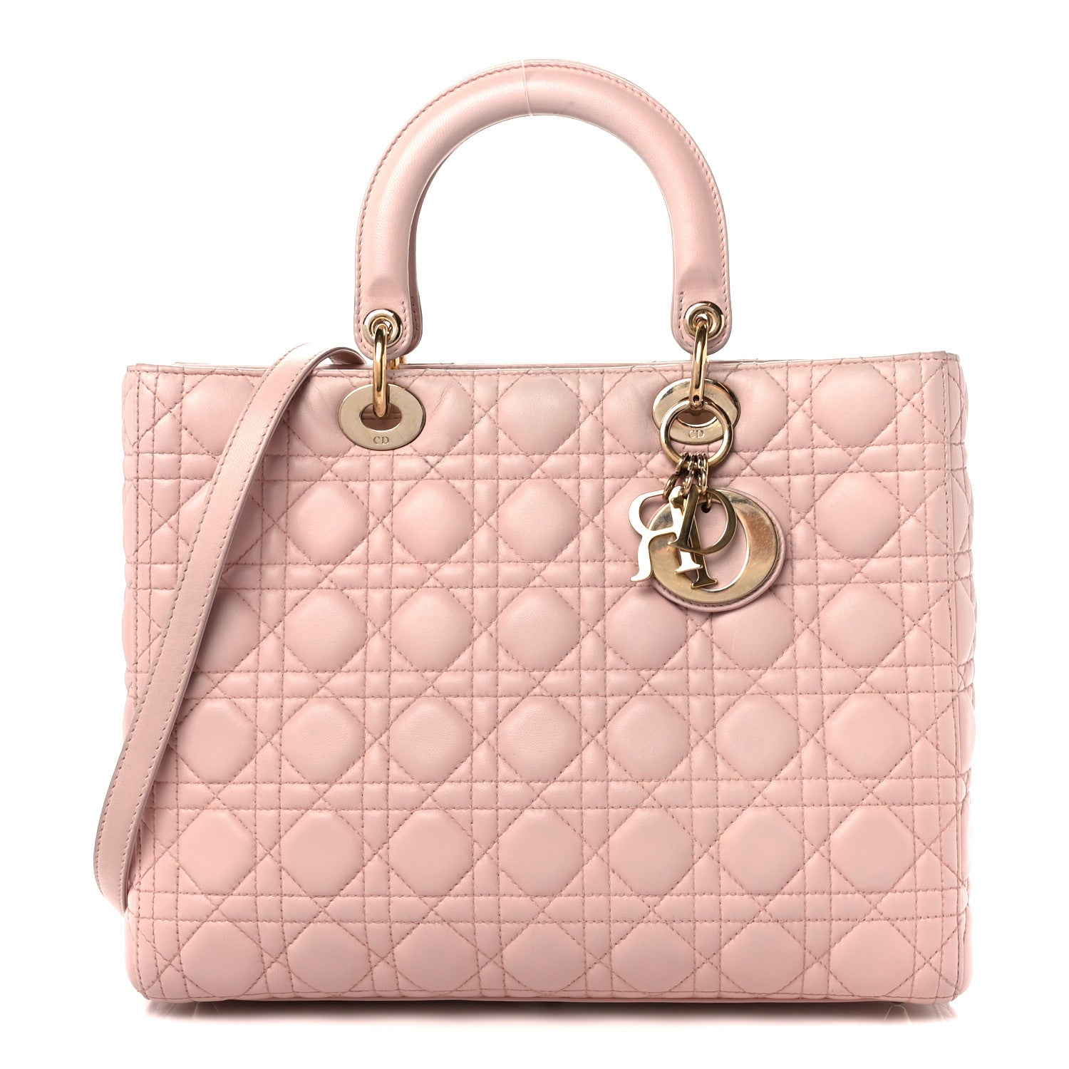 Christian Dior Lambskin Cannage Large Lady Dior Light Pink 1 of 12