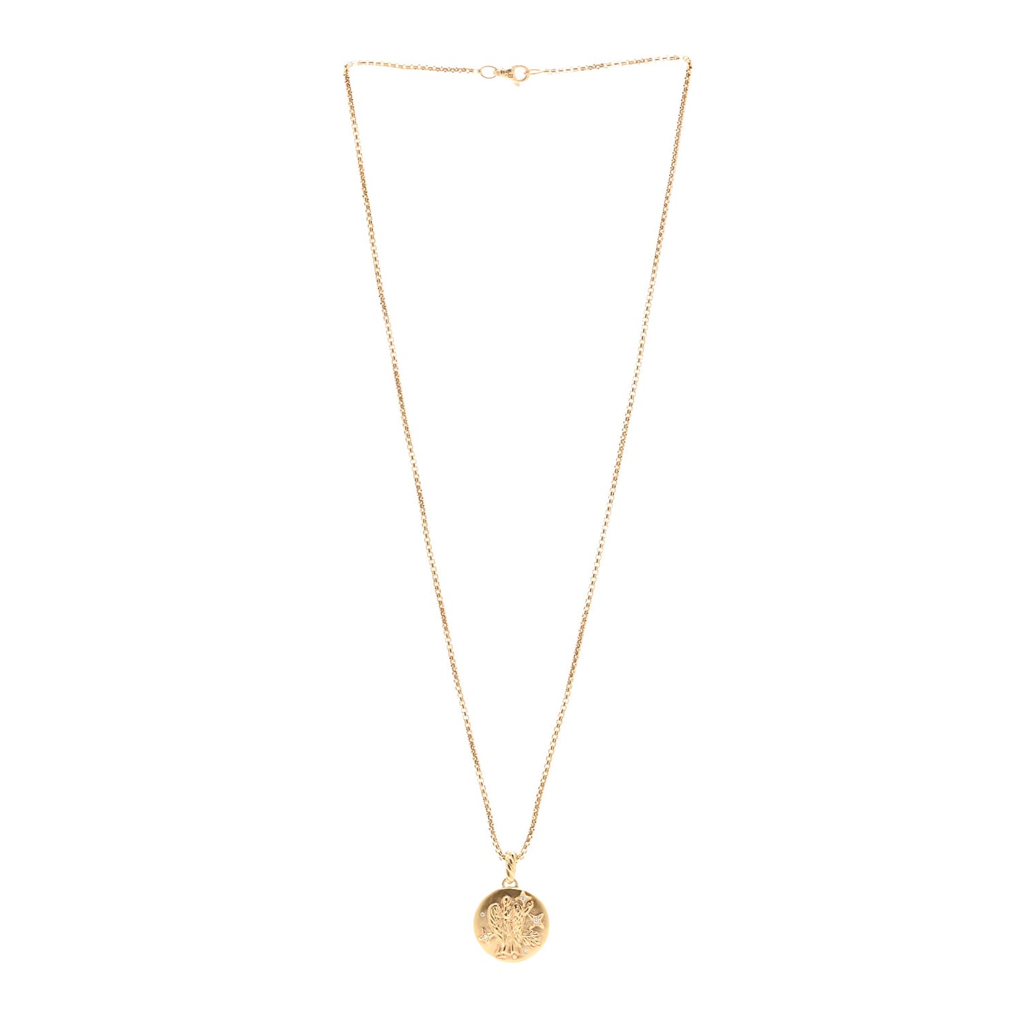 18K Yellow Gold Diamond Virgo Amulet Pendant Necklace