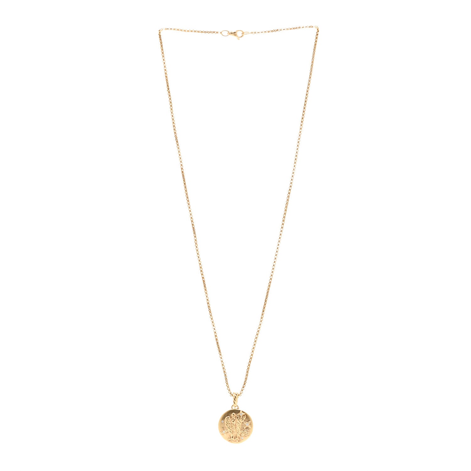 David Yurman 18K Yellow Gold Diamond Virgo Amulet Pendant Necklace 3 of 5