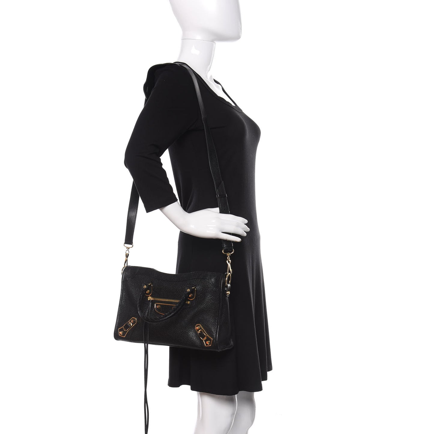 Chevre Gold Metallic Edge Hardware S City Black