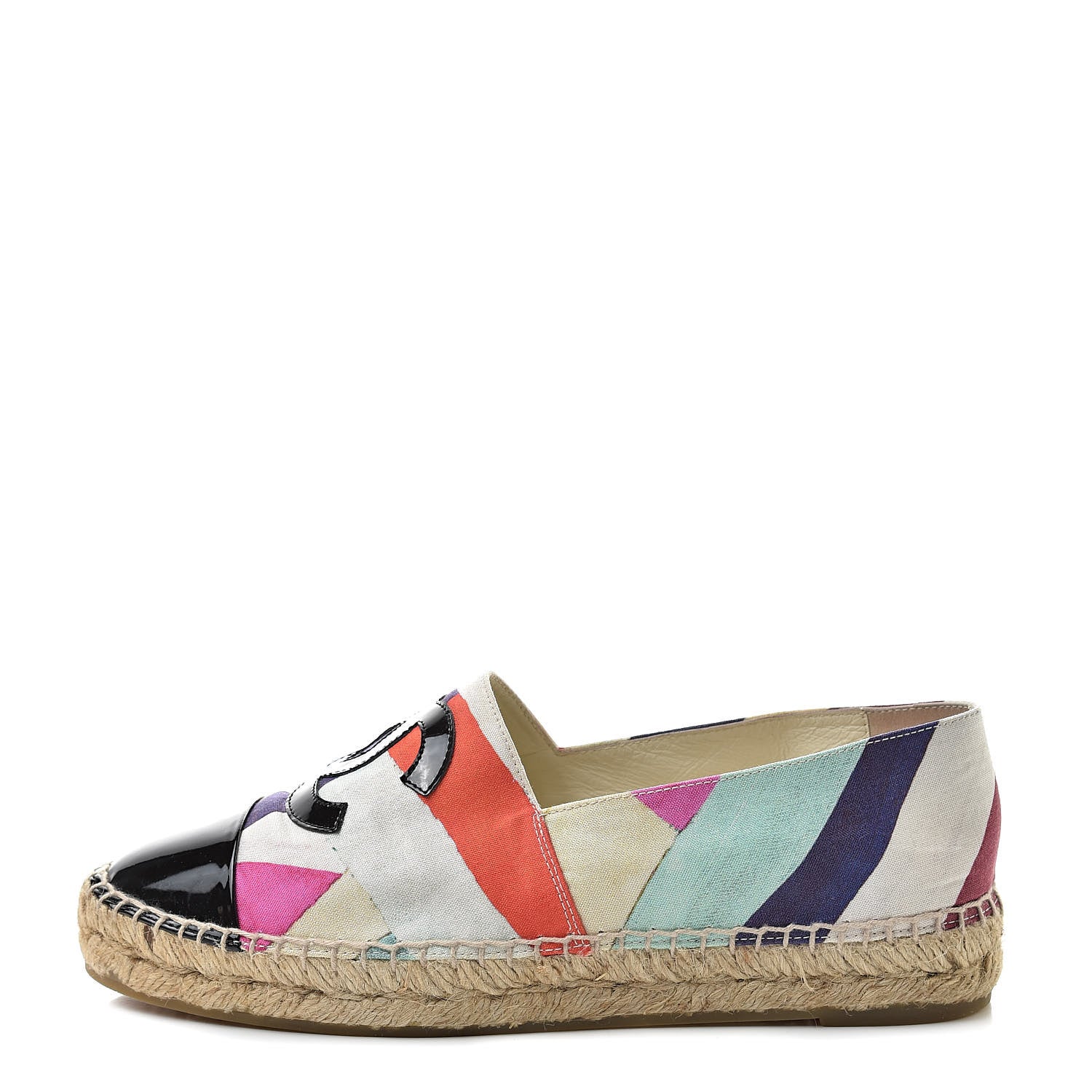 Chanel Crepe Patent CC Espadrilles 37 Multicolor Black 1 of 9
